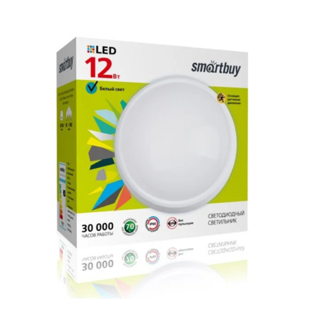 Картинка Светодиодный LED светильник круг накладной 12W 4000K IP65 Smartbuy