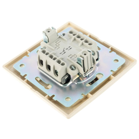 Картинка Выключатель одноклавишный с бежевой вставкой Бежевый Lezard MIRA