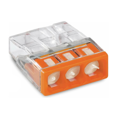 Картинка Клемма 3-х проводная 0.5-2.5 мм для распределительной коробки с пастой Оранжевая  WAGO