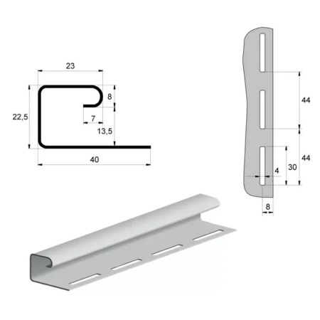Картинка J-Профиль Бежевый 3000 мм Grand Line
