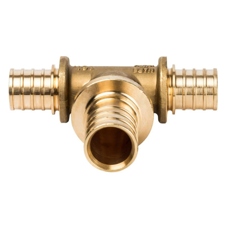 Картинка Тройник 20x25x20 мм латунь для труб из сшитого полиэтилена аксиальный STOUT