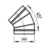 Картинка Отвод для круглых воздуховодов оцинкованная сталь Ø 160 мм 45°