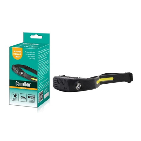 Картинка Фонарь налобный 3,7В 2LED 3В 4 режима светодиодный аккумуляторный Camelion LED53416