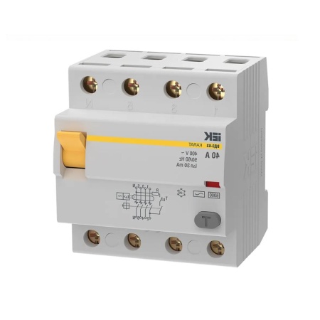 IEK выключатель дифференциального тока УЗО KARAT ВД3-63 4P 40А 30мА 6кА тип AC MDV20-4-040-030