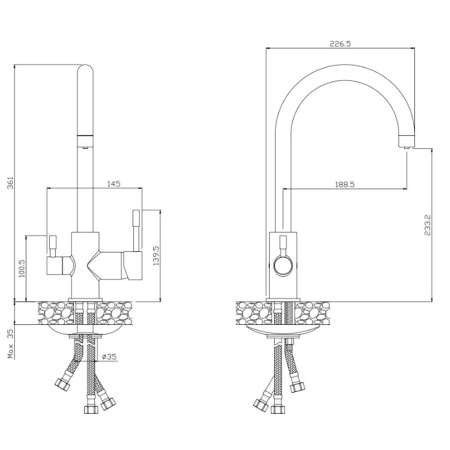 Картинка Смеситель для кухни с каналом для питьевой воды Olives серия Balear