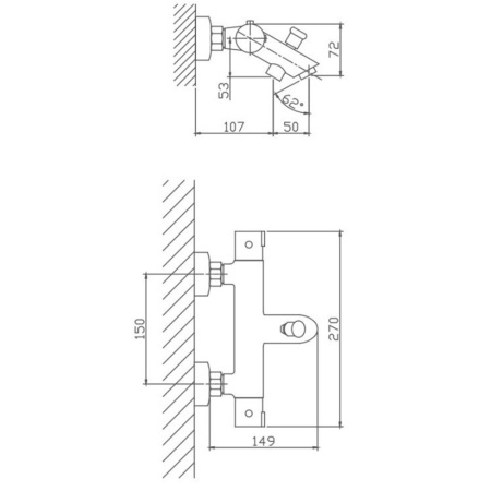 Изображение Смеситель для ванны термостат латунь VALFEX Alba Chrome VF.60809 Картинка Смеситель для ванны термостат латунь VALFEX Alba Chrome VF.60809