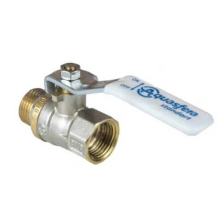 Картинка Кран шаровой 1103 Standard Ду20 3/4" ВР/НР никелированный полнопроходной рычаг Белый Aquasfera 1103-02