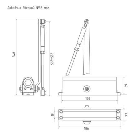 Картинка Доводчик дверной 3S малый от 50 до 80 кг Белый НОРА-М