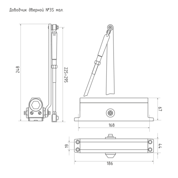 Изображение Доводчик дверной 3S малый от 50 до 80 кг Белый НОРА-М Картинка Доводчик дверной 3S малый от 50 до 80 кг Белый НОРА-М