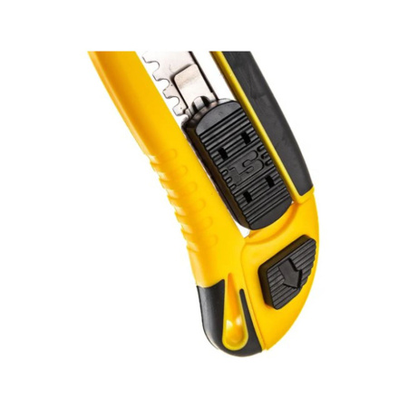 Картинка Нож усиленный строительный обрезиненный корпус 18 мм 3 лезвия Biber