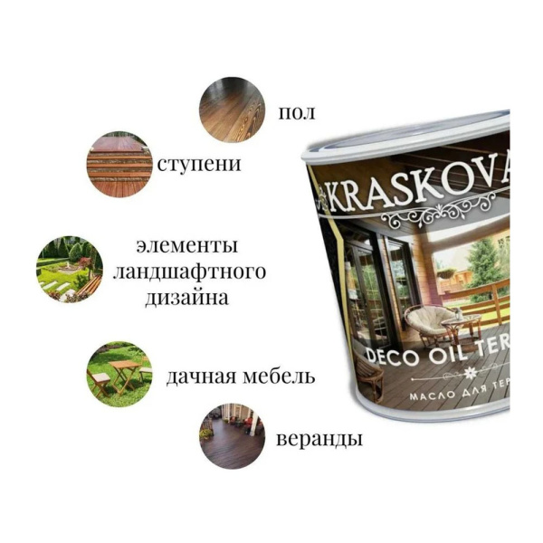 Картинка Масло для террас Kraskovar Deco Oil Terrace Орех Гварнери 0,75л