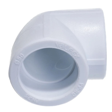 Картинка Угольник 90° Ø 50 мм полипропиленовый PPR Белый Valfex