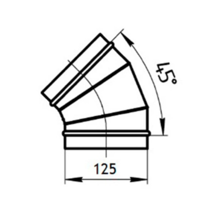 Картинка Отвод для круглых воздуховодов оцинкованная сталь Ø 125 мм 45°