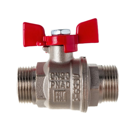 Картинка Кран шаровой 3/4" НР/НР ручка-бабочка латунь никелированный VALFEX PREMIUM