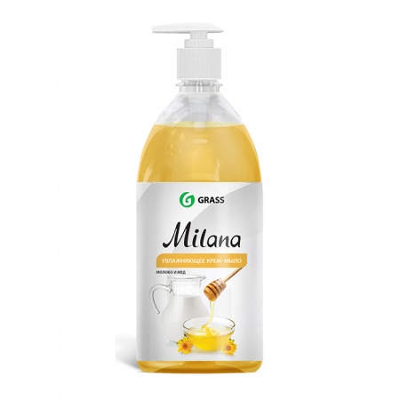 Жидкое крем-мыло Milana молоко и мед 1000 мл с дозатором GRASS