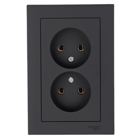 Розетка двойная без заземления Карбон System electric ATLASDESIGN