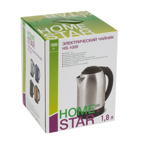 Картинка Чайник стальной HS-1009 black на 1.8 л Черный HomeStar