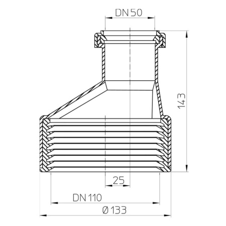 Картинка Переход PP-H Дн 50х100 ПП НПВХ-чугун/сталь HL 9/50/1