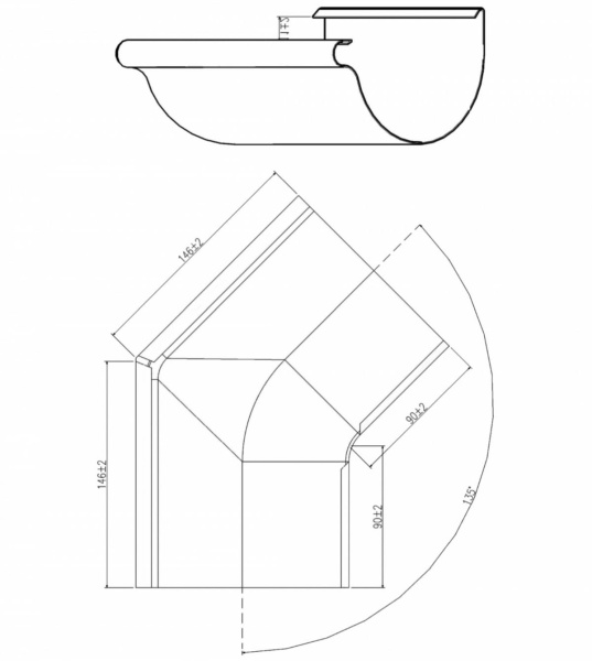 Картинка Baufort Водосточка Угол желоба внутренний 135 градусов Коричневый