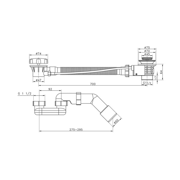 Картинка Сифон для ванны полуавтомат Золотой сатин RAGLO 9R600.30.03