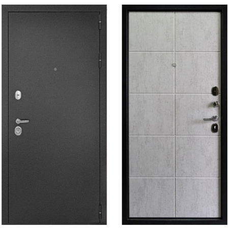 Дверь ДК Рубикон 2 С размер 860х2050 Бетон Чикаго Правая с цилиндрическим замком и дверной фурнитуро