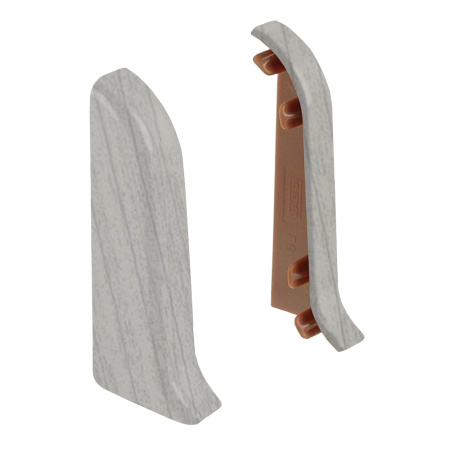 Торцевые заглушки для плинтуса К55 Комфорт 2 штуки Ясень серый