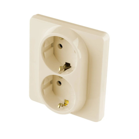 Картинка Розетка двойная с заземлением Слоновая кость Legrand INSPIRIA