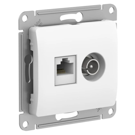 Розетка двойная TV + RJ45 компьютерная в рамку Белая Systeme Electric GLOSSA