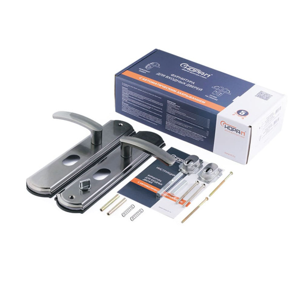 Картинка Нора-М Комплект ручек с автозапиранием 300-68 Л/П Матовый никель