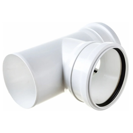 Картинка Тройник 110х110/87° для внутренней канализации бесшумный Белый Политэк