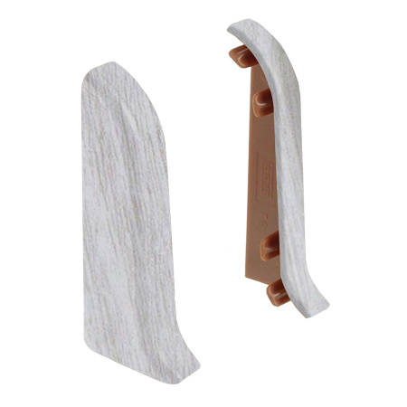 Торцевые заглушки для плинтуса К55 Комфорт 2 штуки Ясень белый