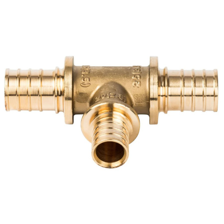 Картинка Тройник 25x20x25 мм латунь для труб из сшитого полиэтилена аксиальный STOUT