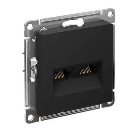 Картинка Розетка компьютерная RJ45+RJ45 Карбон Systeme Electric ATLASDESIGN