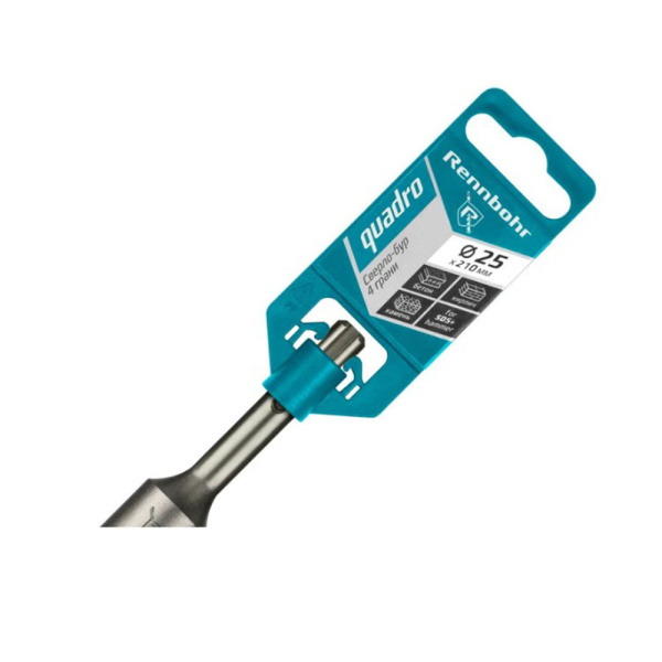 Картинка Бур 25х210 мм SDS-plus 4 грани RENNBOHR Quadro