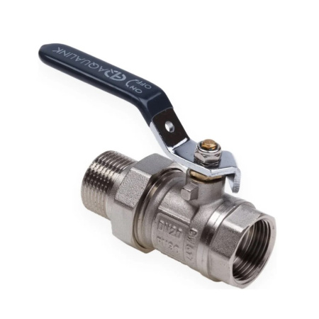 Картинка Кран с американкой ВН 3/4" U ручка никелированный AQUALINK