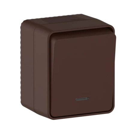 Картинка Выключатель 1 клавиша с подсветкой IP54 10 АХ Коричневый Systeme Electric ATLASDESIGN Profi54