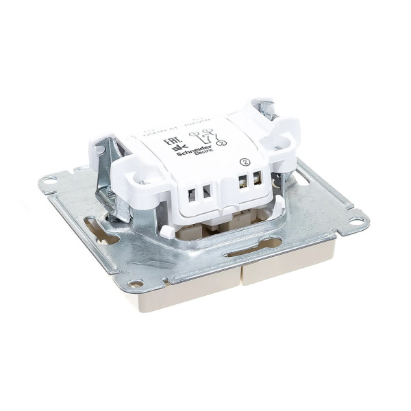 Картинка Выключатель 2 клавиши в рамку СП Glossa 10А IP20 механизм SE Бежевый Systeme Electric