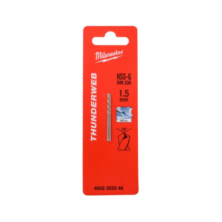 Картинка Сверло по металлу HSS-G 1.5х40 мм Milwaukee THUNDERWEB