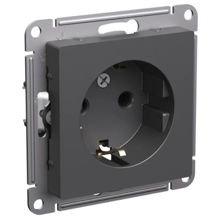 Картинка Розетка одноместная с з/к в рамку 16А Базальт Systeme Electric ATLASDESIGN