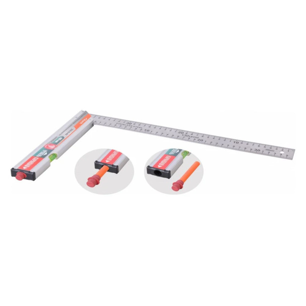 Картинка Угольник с уровнем и карандашом КУЛИБИН 400 мм Sturm