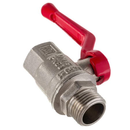 Картинка Кран шаровой для воды 1/2" ВР/НР ручка-рычаг латунь никелированный VALFEX