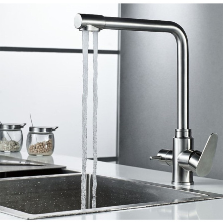 Картинка Смеситель для кухни с подключением фильтра нержавеющая сталь VALFEX Rigel Chrome VF.76802