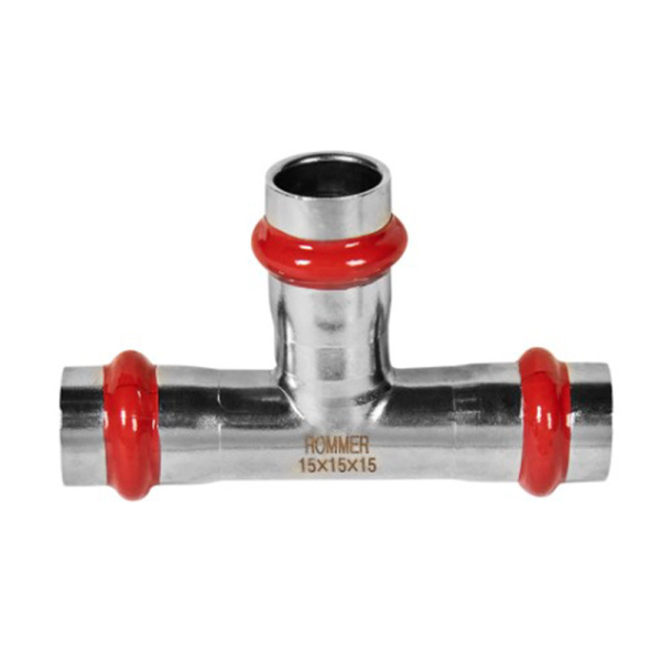 Картинка Тройник Впр-Впр-Впр Ø 15 мм 90° Нержавеющая сталь пресс ROMMER