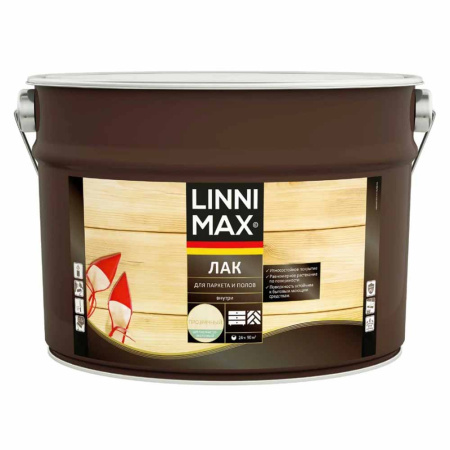 Лак алкидно-полиуретановый для паркета и полов матовый 9 л Linnimax