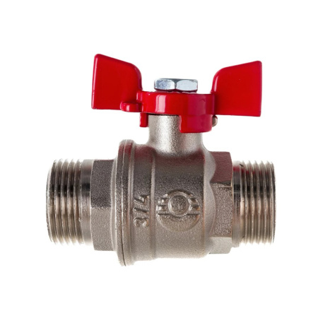 Картинка Кран шаровой 3/4" НР/НР ручка-бабочка латунь никелированный VALFEX PREMIUM