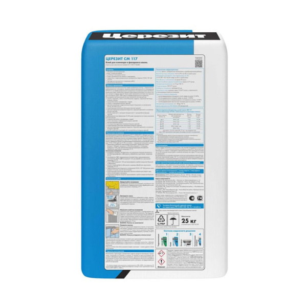 Картинка Эластичный клей для фасадной плитки 25 кг Церезит CM 117