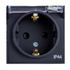Картинка Розетка с заземление со шторками с крышкой IP44 Карбон System electric ATLASDESIGN AQUA