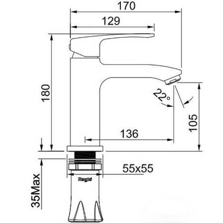 Картинка Смеситель для умывальника Золотой сатин RAGLO 9R01.10.03