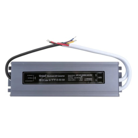 Картинка Блок питания ультратонкий 200Вт 24В IP67 металлический корпус Uniel UET-VAF-200B67