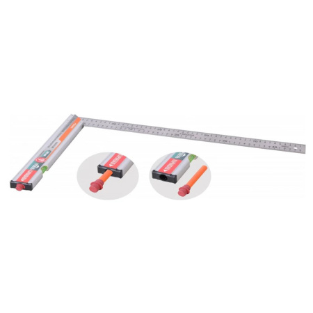 Картинка Угольник с уровнем и карандашом КУЛИБИН 500 мм Sturm